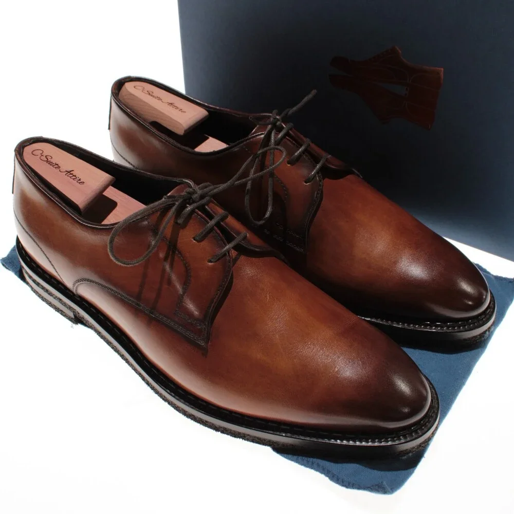 Di Bianco NWB Derby Dress Shoes Size 13 US in Brown Leather Made in Italy